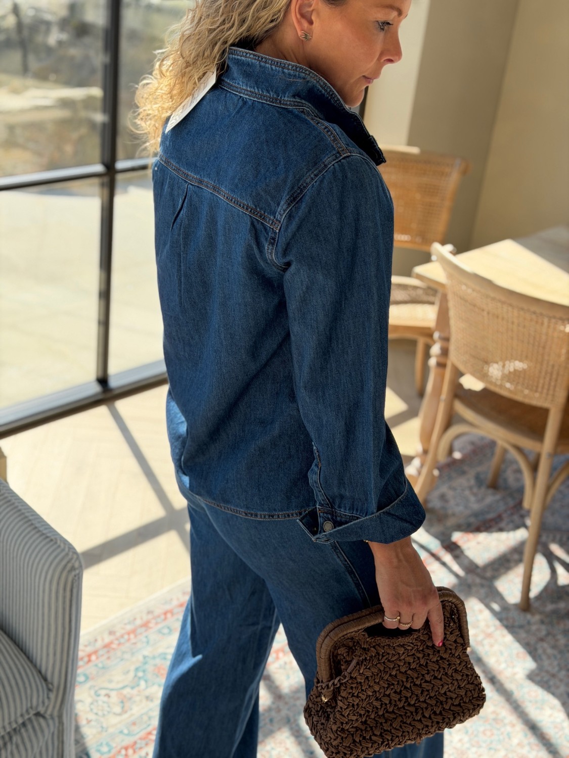 My Essential Wardrobe Hilma 171 Boxy Blouse Medium Blue Wash – Denimbluse i matchende sett
