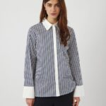 YAS Anne Striped Shirt Navy/White