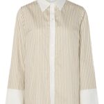 YAS Anne Striped Shirt Humus/ White