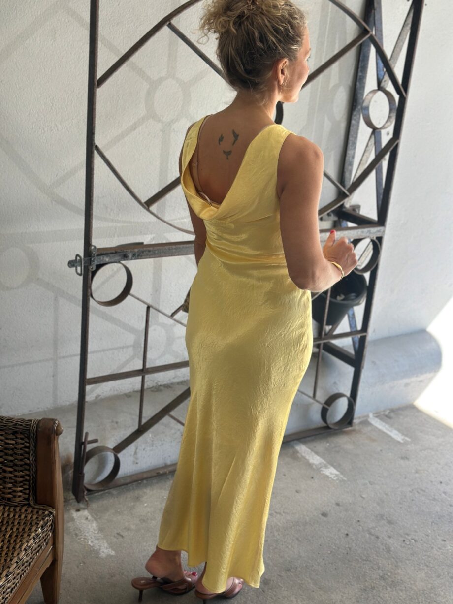 Selected Femme Selene Cowl back Midi Dress Yellow