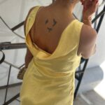 Selected Femme Selene Cowl back Midi Dress Yellow