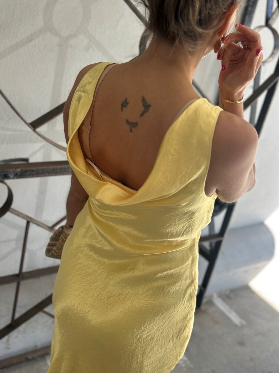 Selected Femme Selene Cowl back Midi Dress Yellow