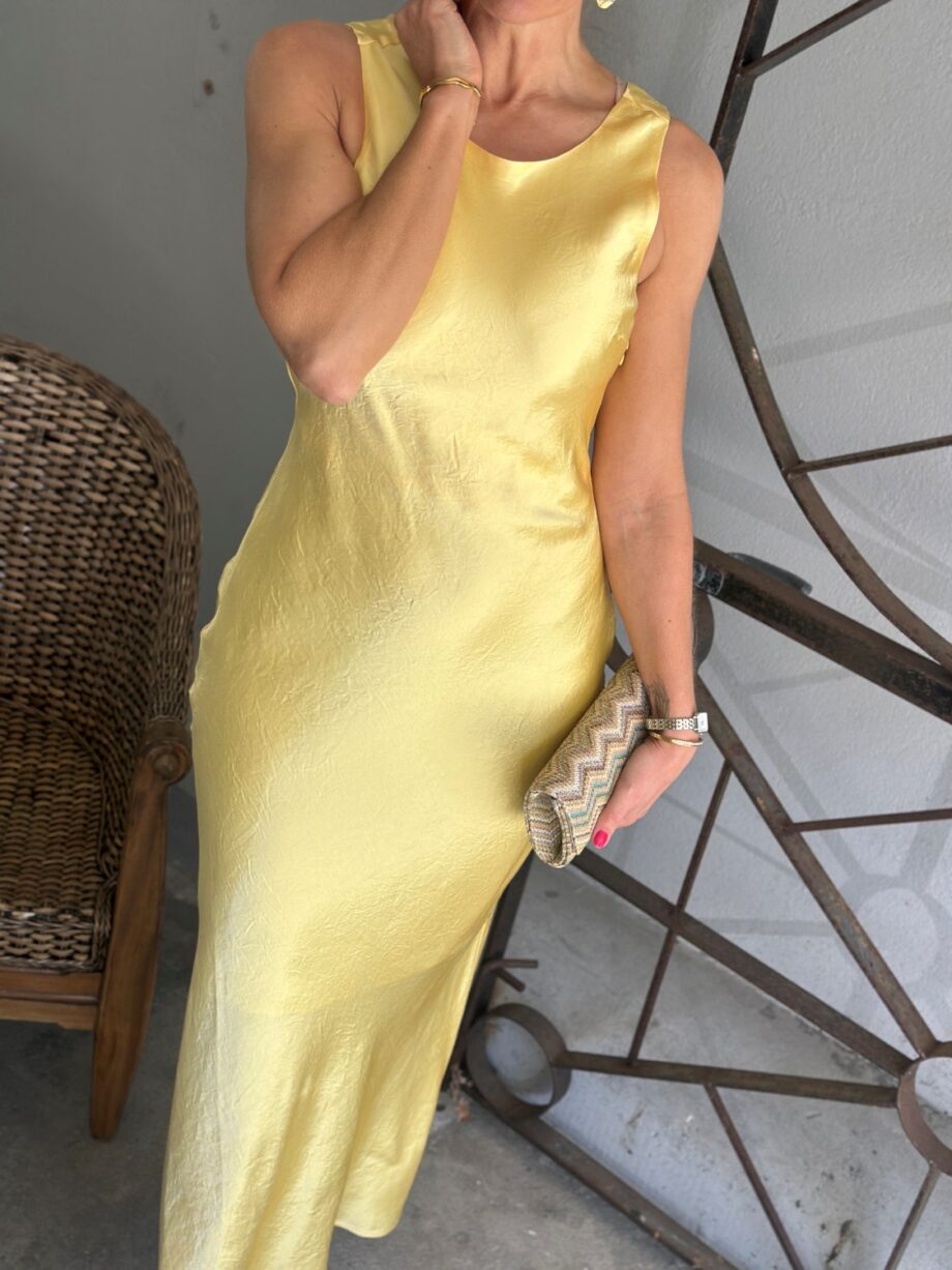 Selected Femme Selene Cowl back Midi Dress Yellow