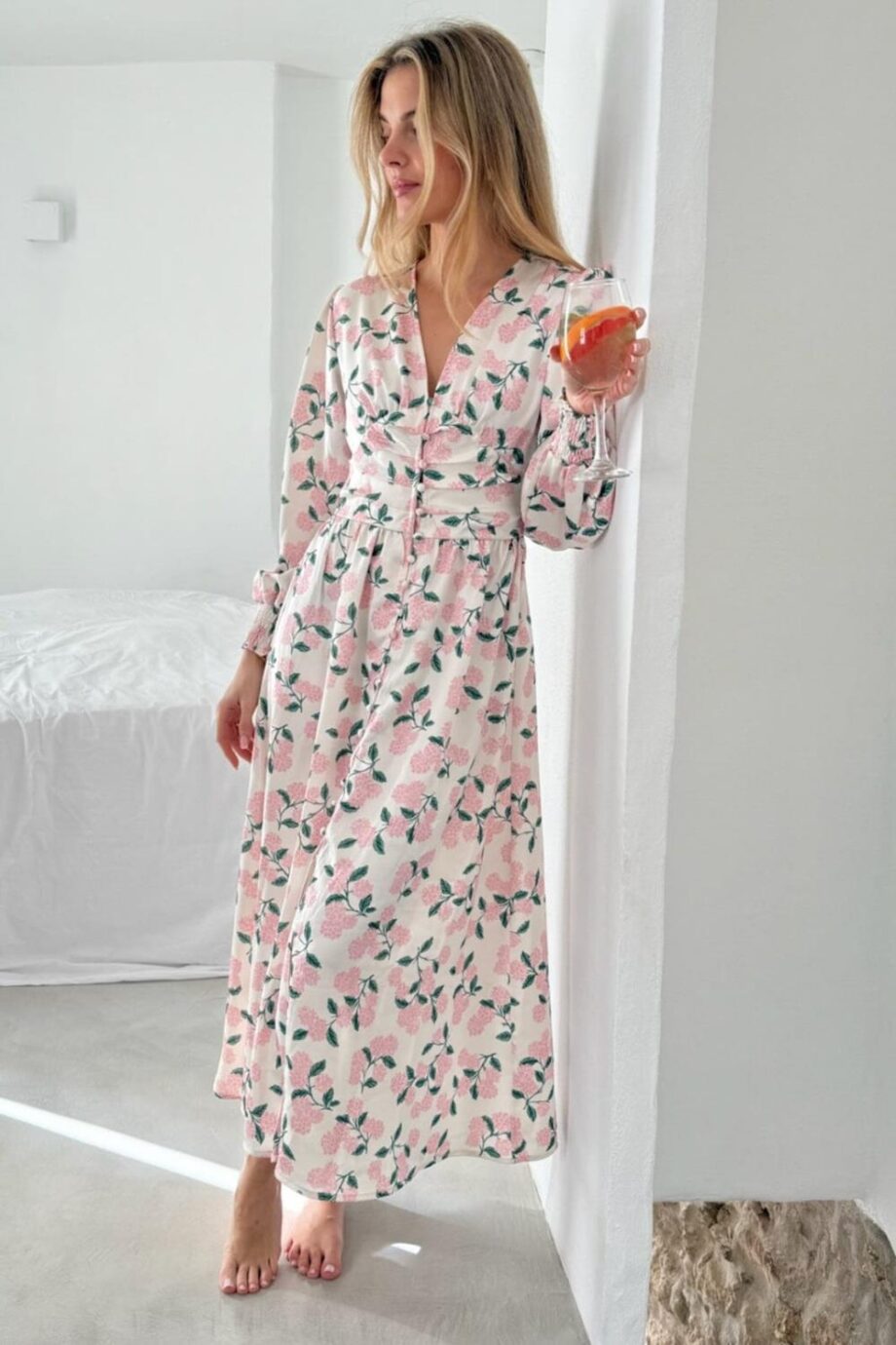 BY IC Adel Long Dress Pink Hydrangea