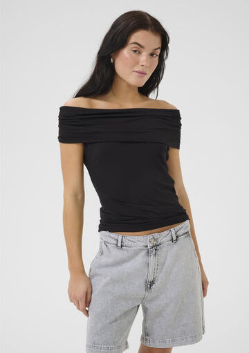 My Essential Wardrobe Vista Off Shoulder Top Black