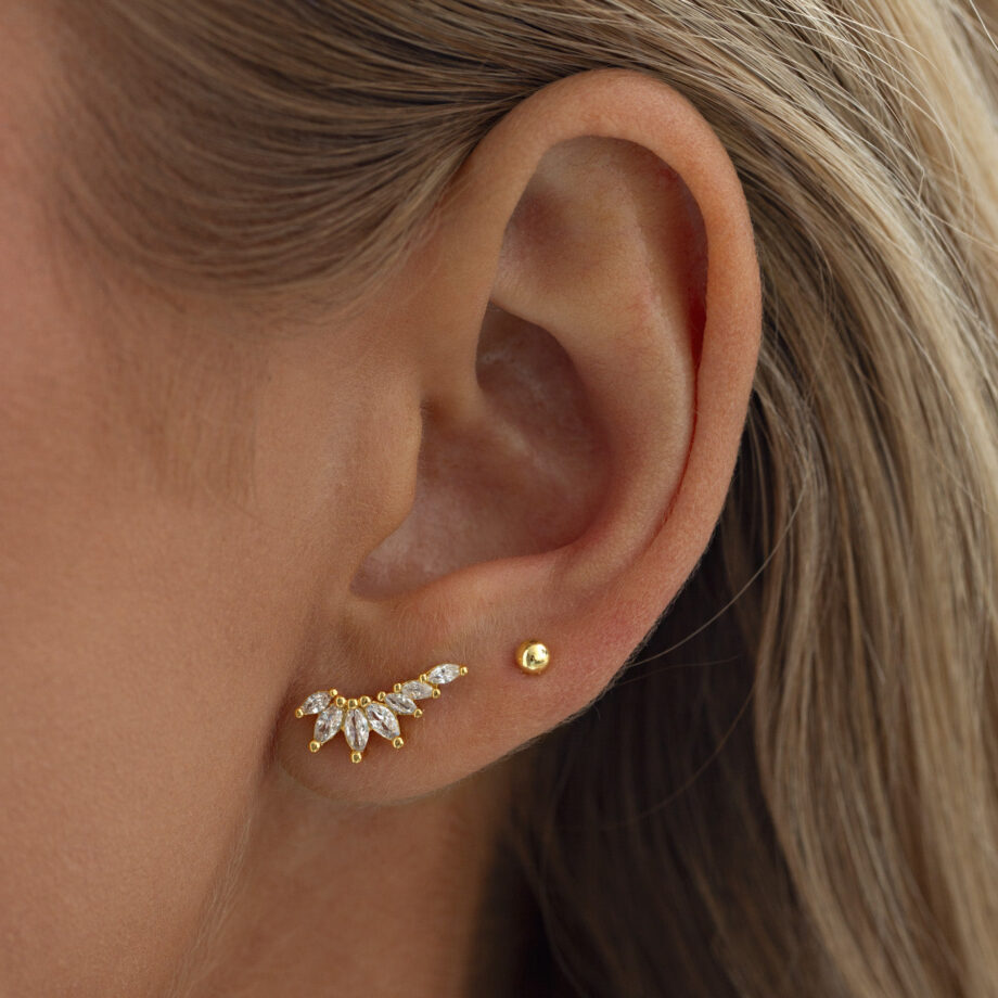 Timi of Sweden Zubi Crystal Leaf Ear Climber Earrings