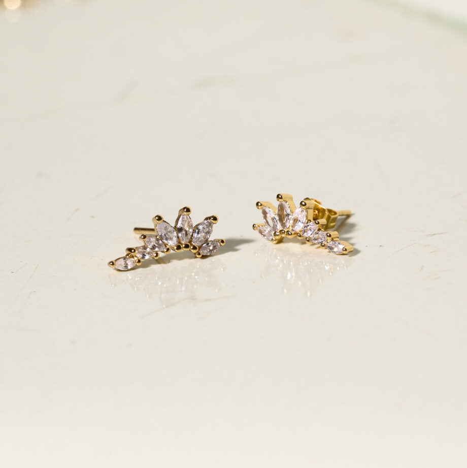 Timi of Sweden Zubi Crystal Leaf Ear Climber Earrings