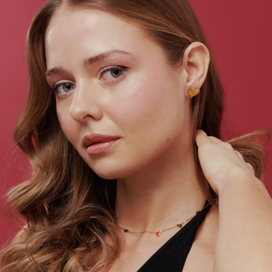 Timi of Sweden Suvy Ribbed Heart Stud
