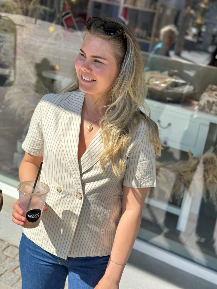 Selected Femme Striped Belted Revers Top