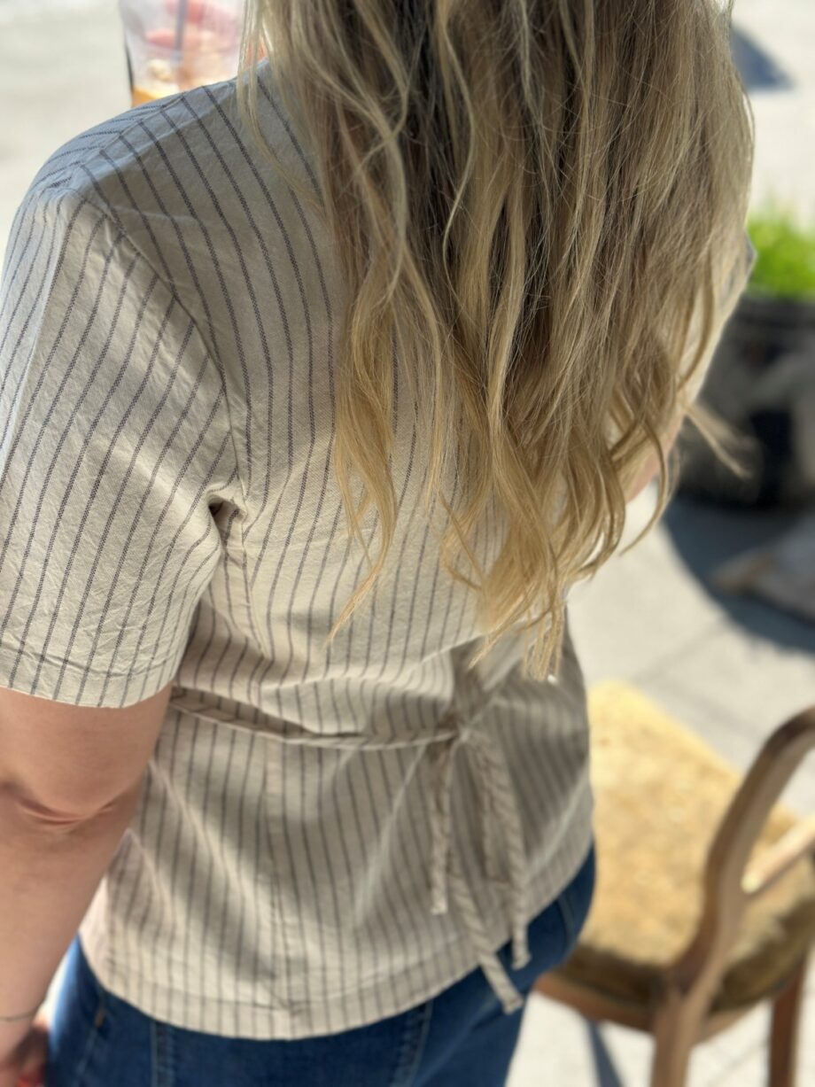 Selected Femme Striped Belted Revers Top