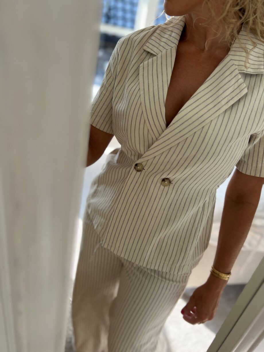 Selected Femme Striped Belted Revers Top