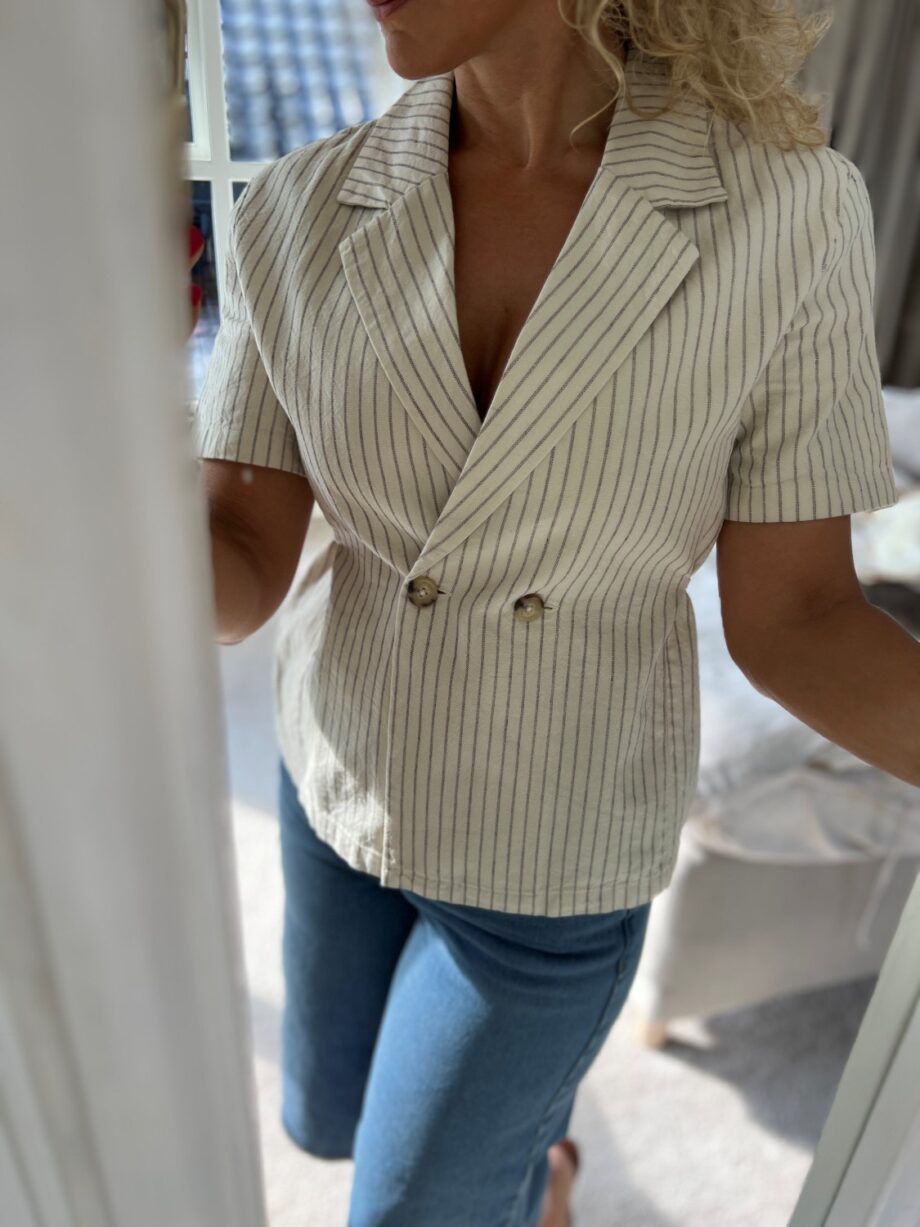 Selected Femme Striped Belted Revers Top