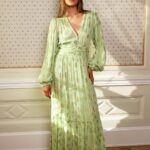 Miss Maya Noor Maxi Dress Lime Georgette