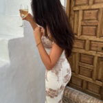 BY IC Mille Mesh Dress White Beige Flower Farsund