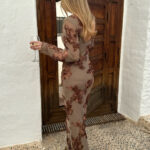 BY IC Flora Mesh Dress Mocca Flower Farsund