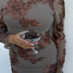 BY IC Flora Mesh Dress Mocca Flower Farsund