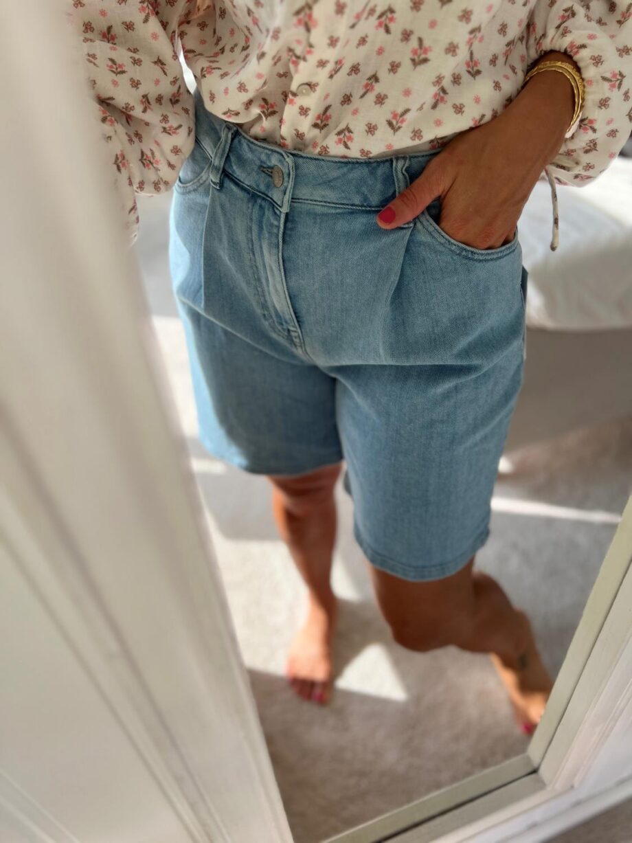 Selected Femme Anya-Gry Pleat Denim Shorts