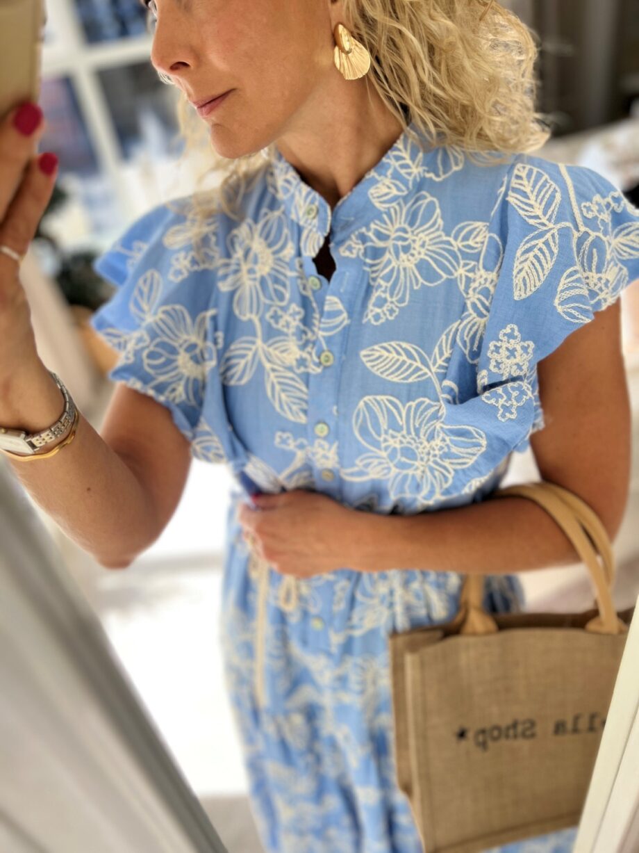 Copenhagen Luxe Embroidered Dress Blue