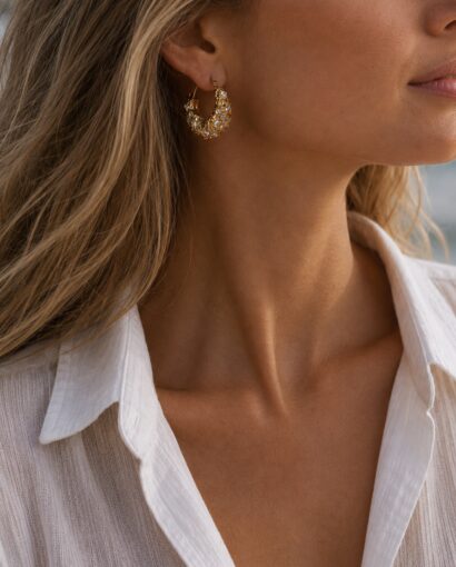 Made by Stella Jewellery Cosmic Coral Earrings | Gullbelagte statement øredobber