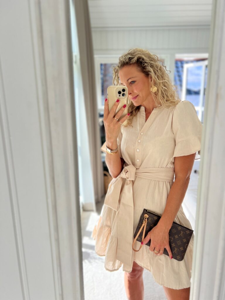 Miss Maya Gaia Mini Dress Sand Linen
