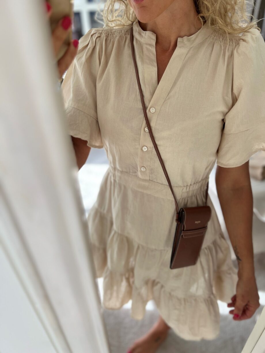 Miss Maya Gaia Mini Dress Sand Linen