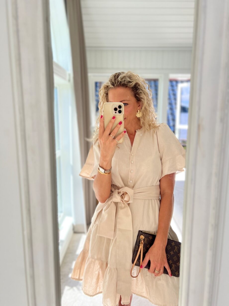 Miss Maya Gaia Mini Dress Sand Linen