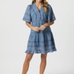 Neo Noir Milene Voile Dress Smoke Blue