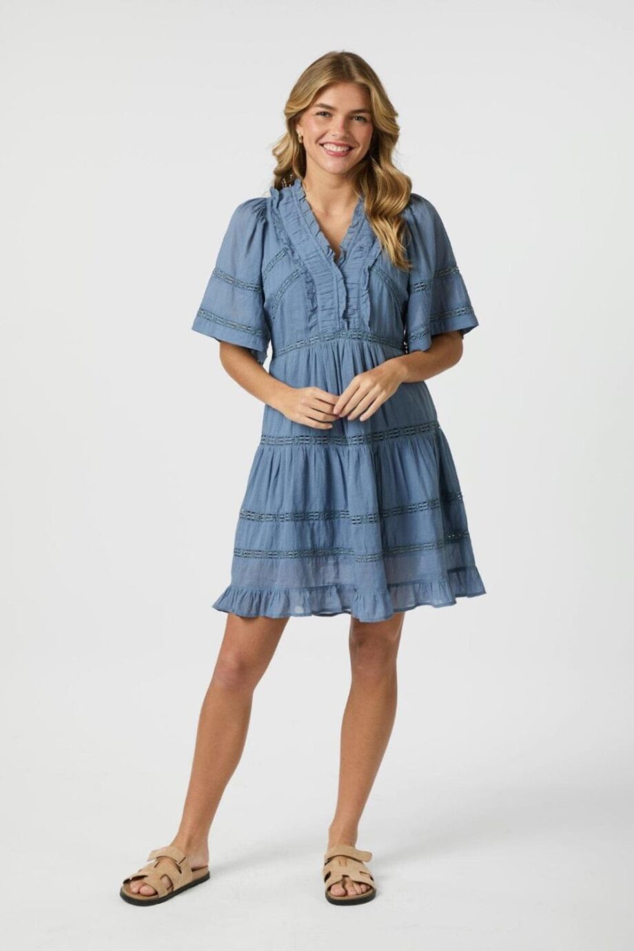 Neo Noir Milene Voile Dress Smoke Blue