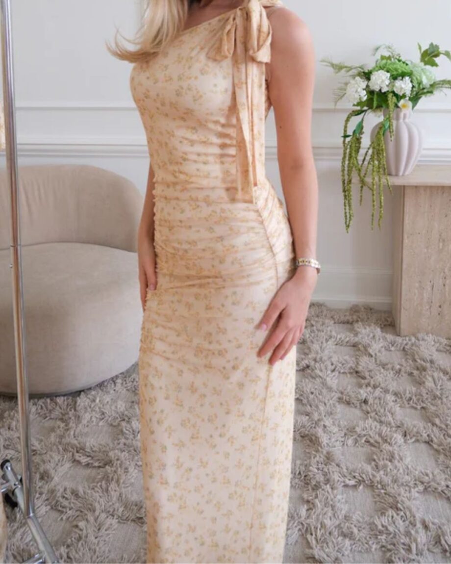 by IC Nova Mesh Dress Yellow Flower Print