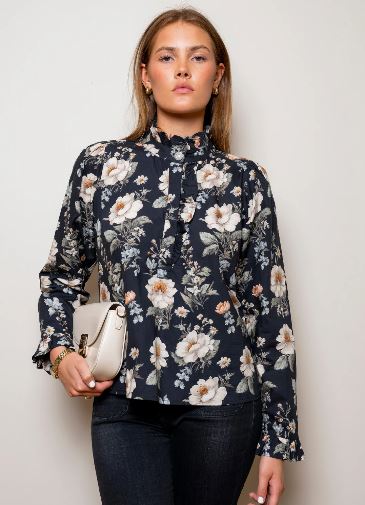 Ella Blouse Antique Black Poplin