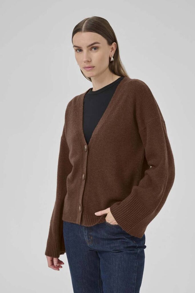 My Essential Wardrobe Huxi Knit Cardigan Tobacco