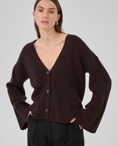 My Essential Wardrobe Huxi Knit Cardigan Espresso