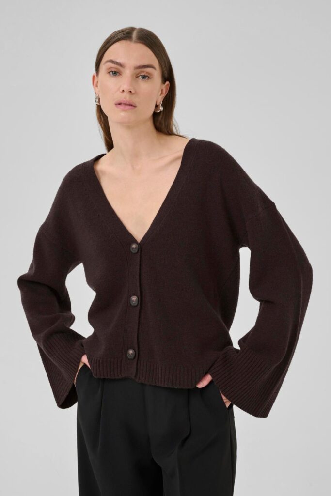 My Essential Wardrobe Huxi Knit Cardigan Espresso