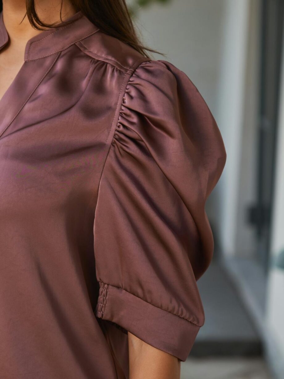 Neo Noir Roella Heavey Satin Blouse Dark Rose
