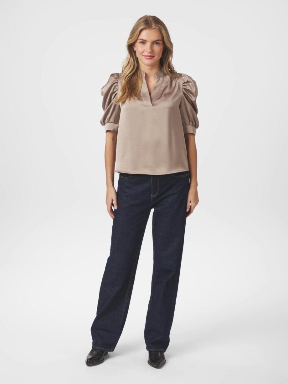 Neo Noir Roella Heavy Sateen Blouse Taupe
