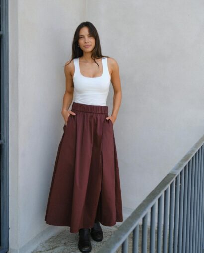 Neo Noir Yara Poplin Skirt Burgundy