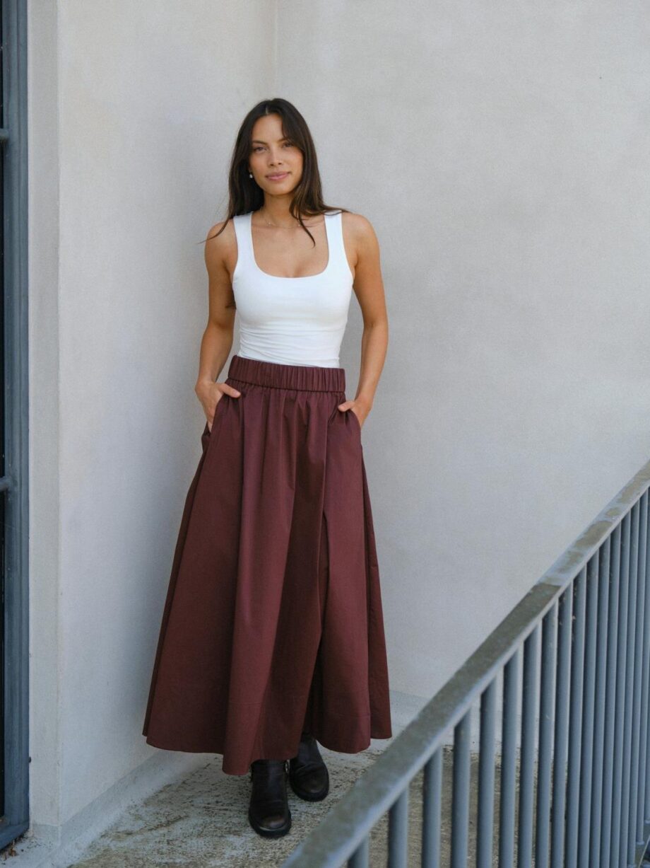 Neo Noir Yara Poplin Skirt Burgundy