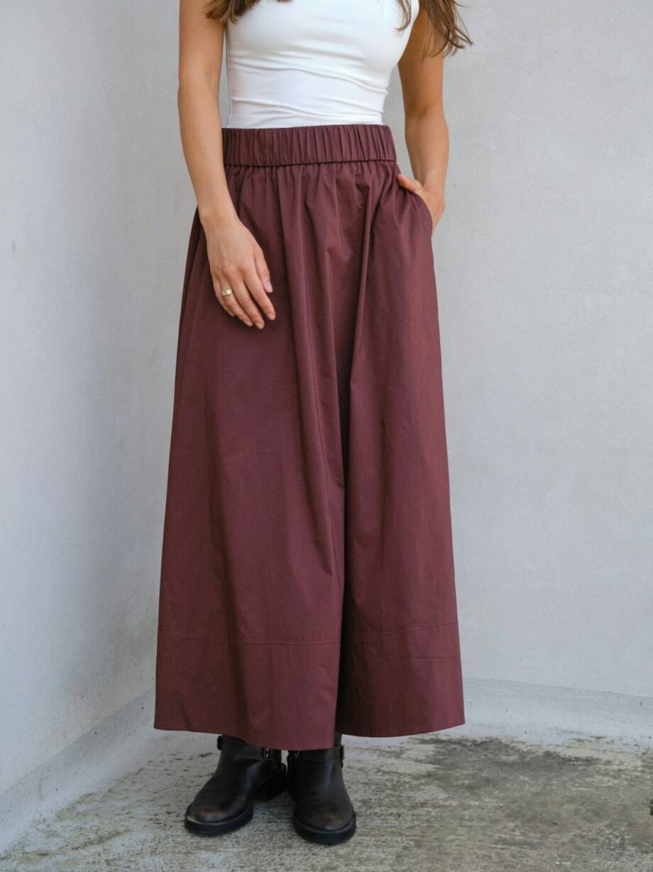 Neo Noir Yara Poplin Skirt Burgundy