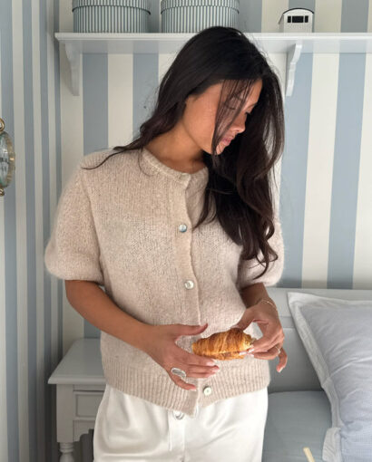 BY IC Ida Short Sleeve Cardigan Beige
