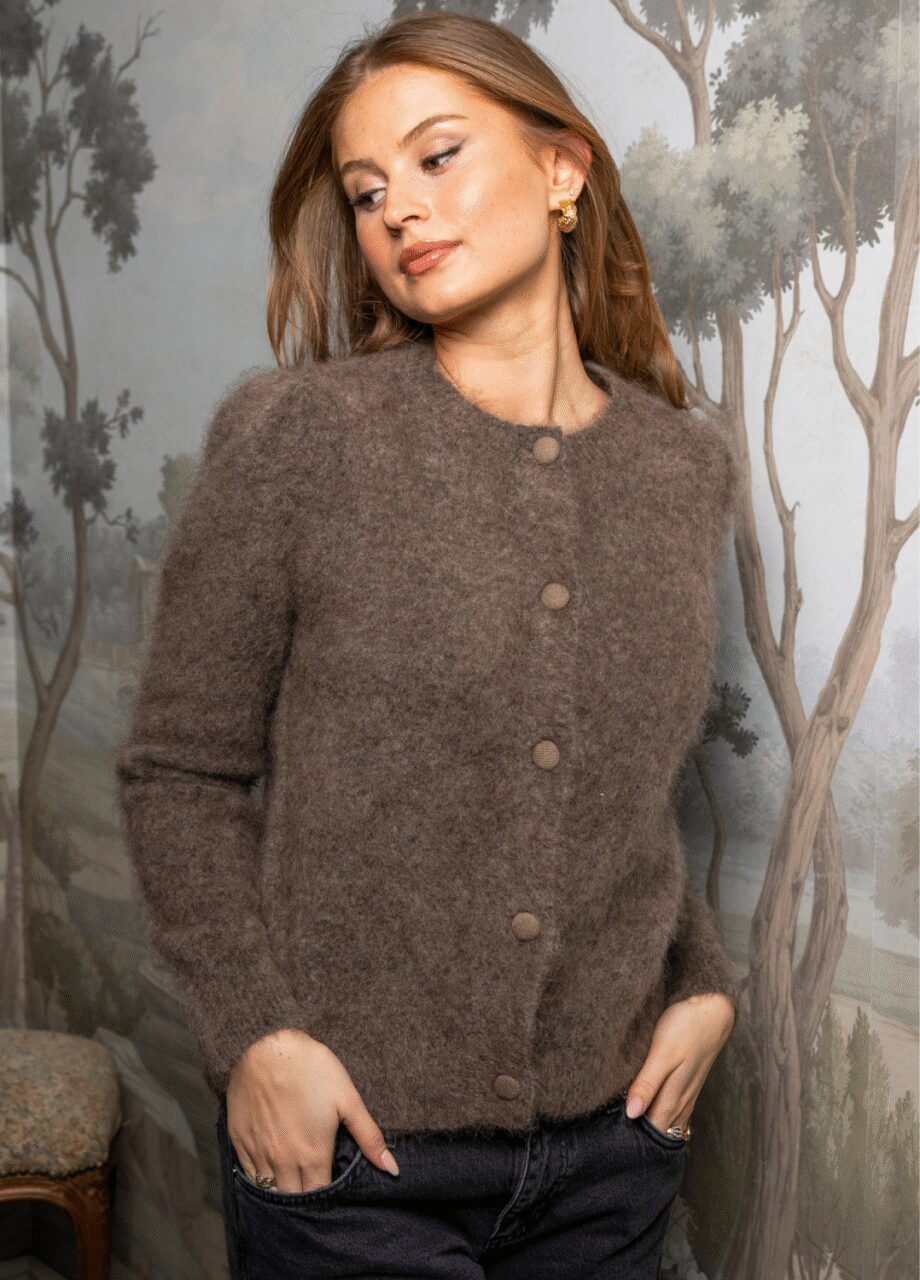 Miss Maya Ulla Mohair Cardigan Taupe