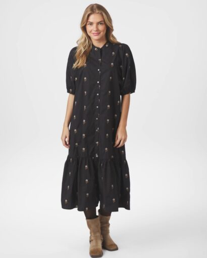 Neo Noir Veronica Flower Emb Dress