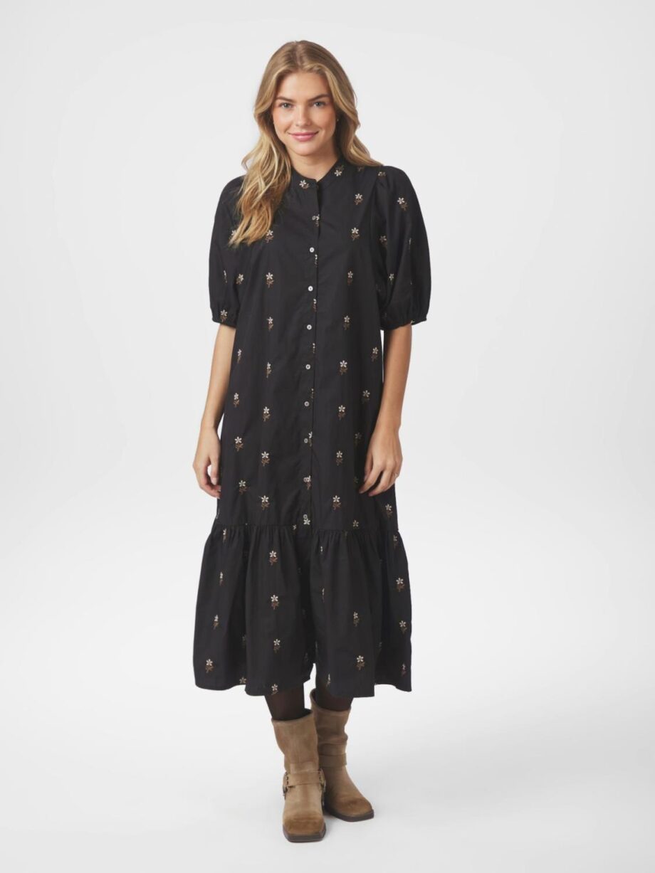 Neo Noir Veronica Flower Emb Dress