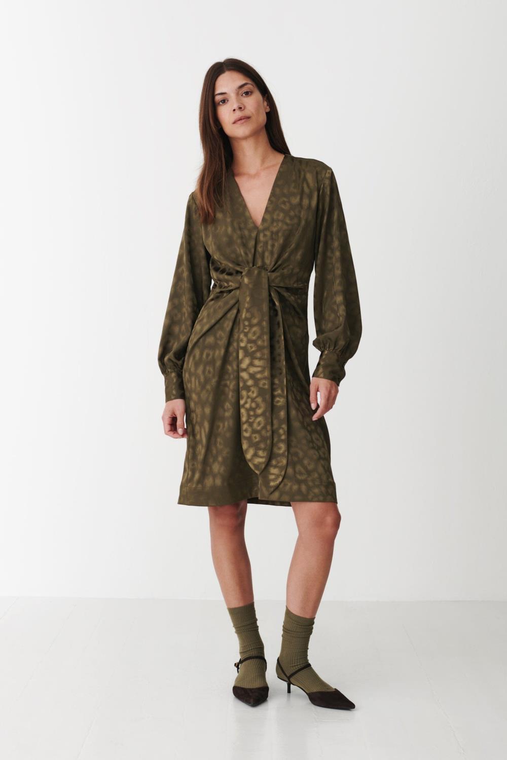 Karmamia Blair Dress Army Leo Jacquard