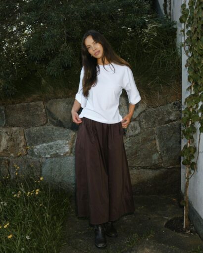 Neo Noir Yara Poplin Skirt Chocolate