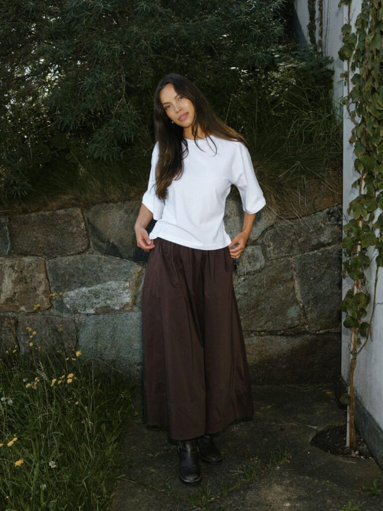 Neo Noir Yara Poplin Skirt Chocolate