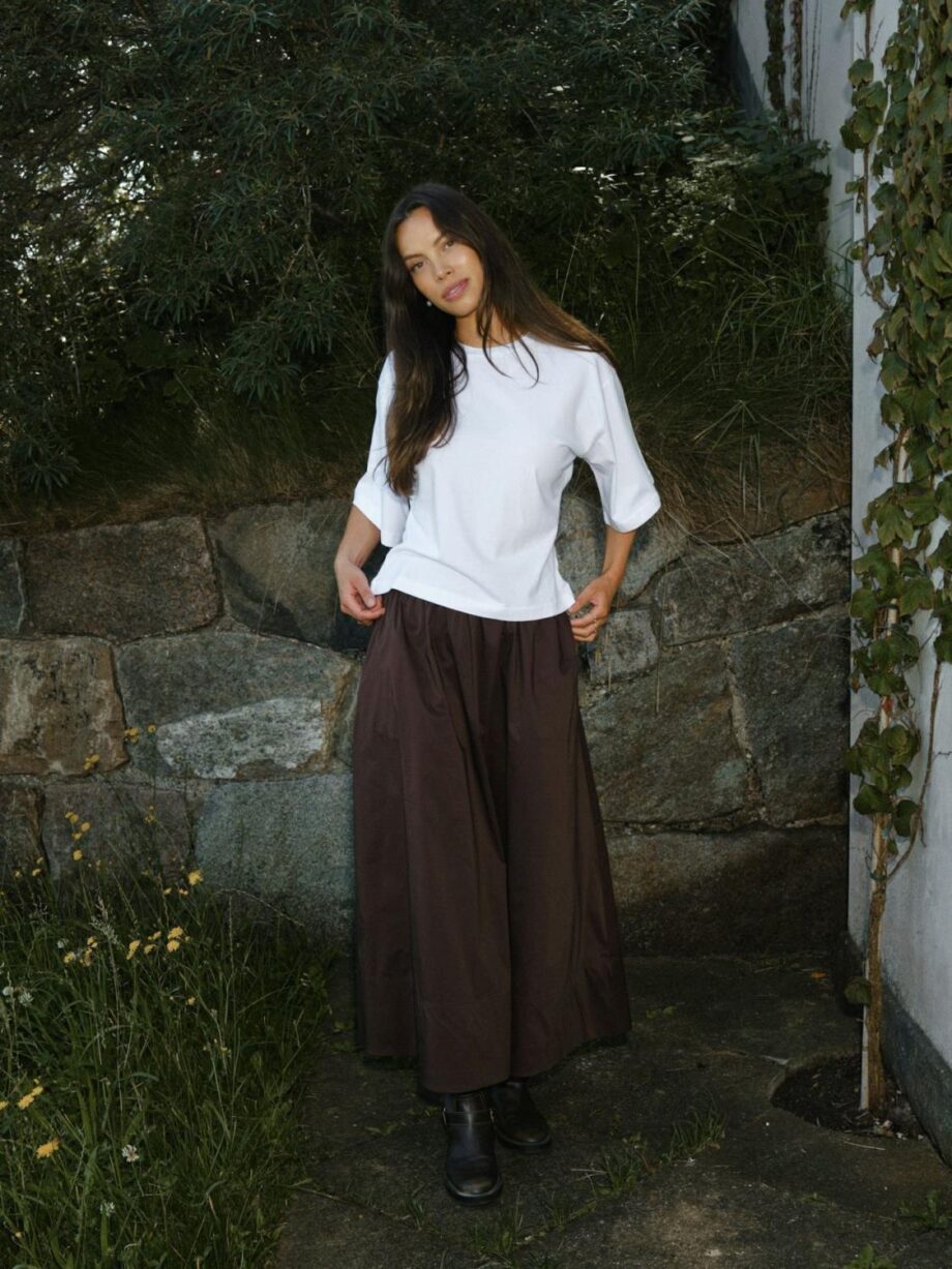 Neo Noir Yara Poplin Skirt Chocolate