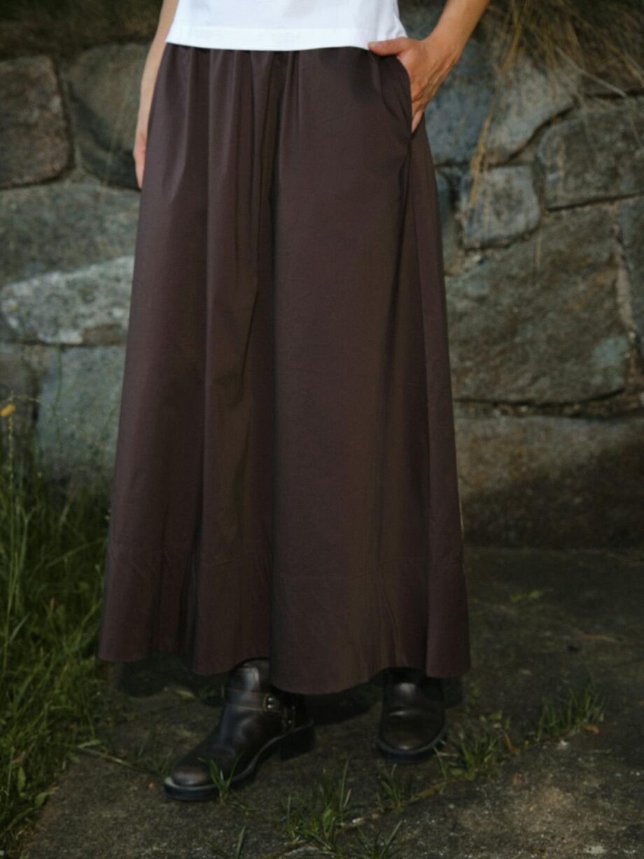Neo Noir Yara Poplin Skirt Chocolate