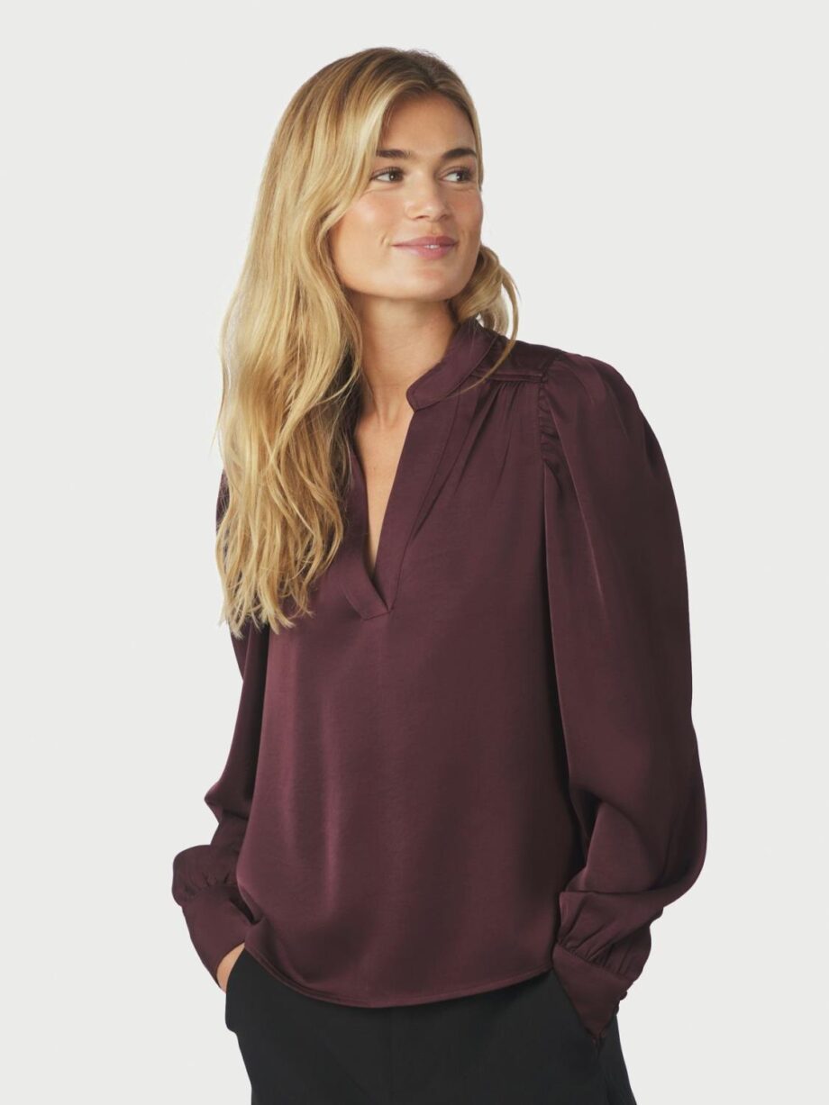 Neo Noir Rosslyn Heavy Sateen Blouse Burgundy