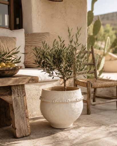 Affari Angus Pot Beige – Stor dekorativ potte med naturlig uttrykk