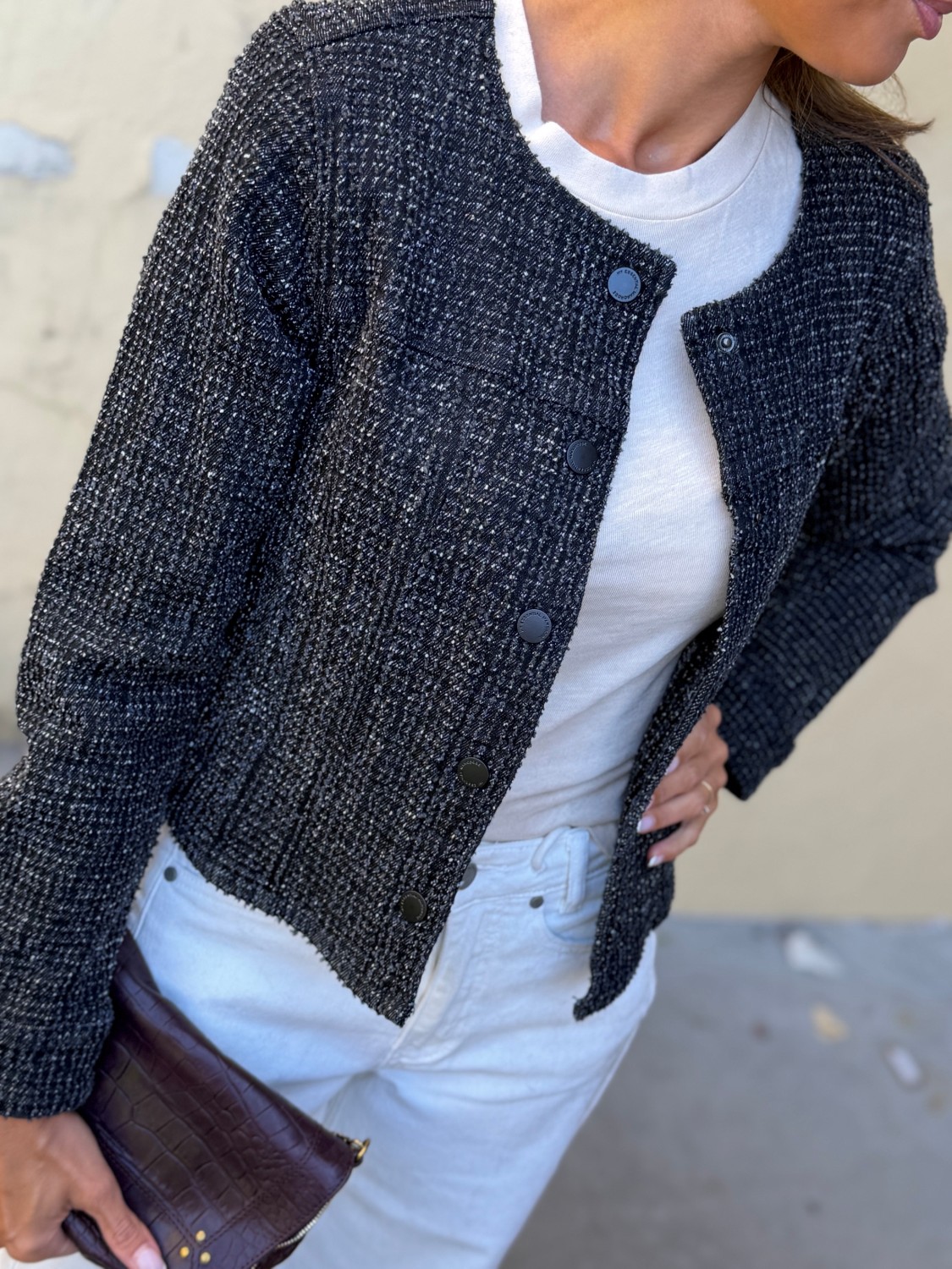 My Essential Wardrobe Esme Short Jacket Black Wash – Kort strukturert jakke